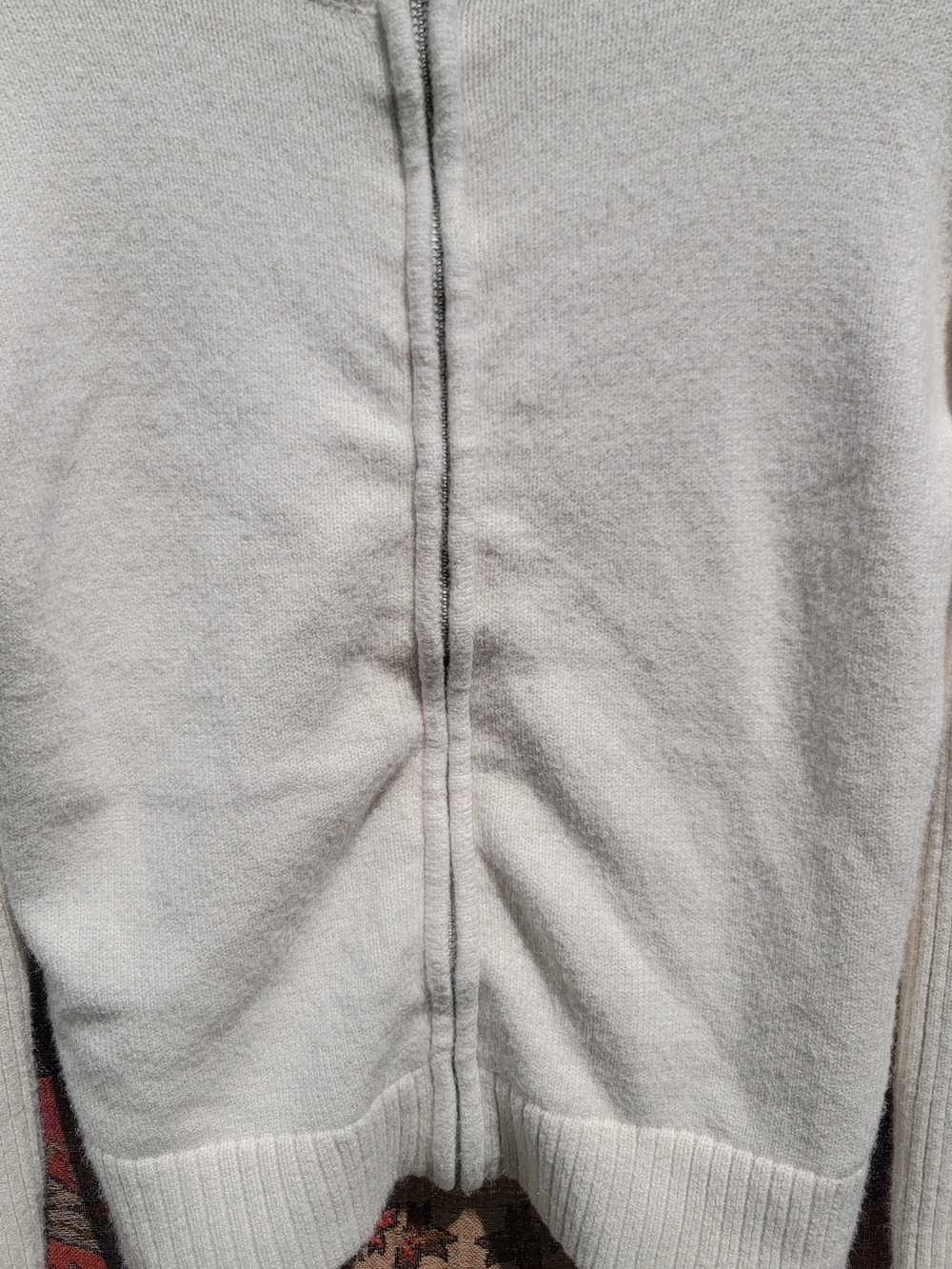 Sincerely Jules Cream Zip Front sweater XL | Soft Ribbed Mock Neck Cardigan - Picture 4 of 7